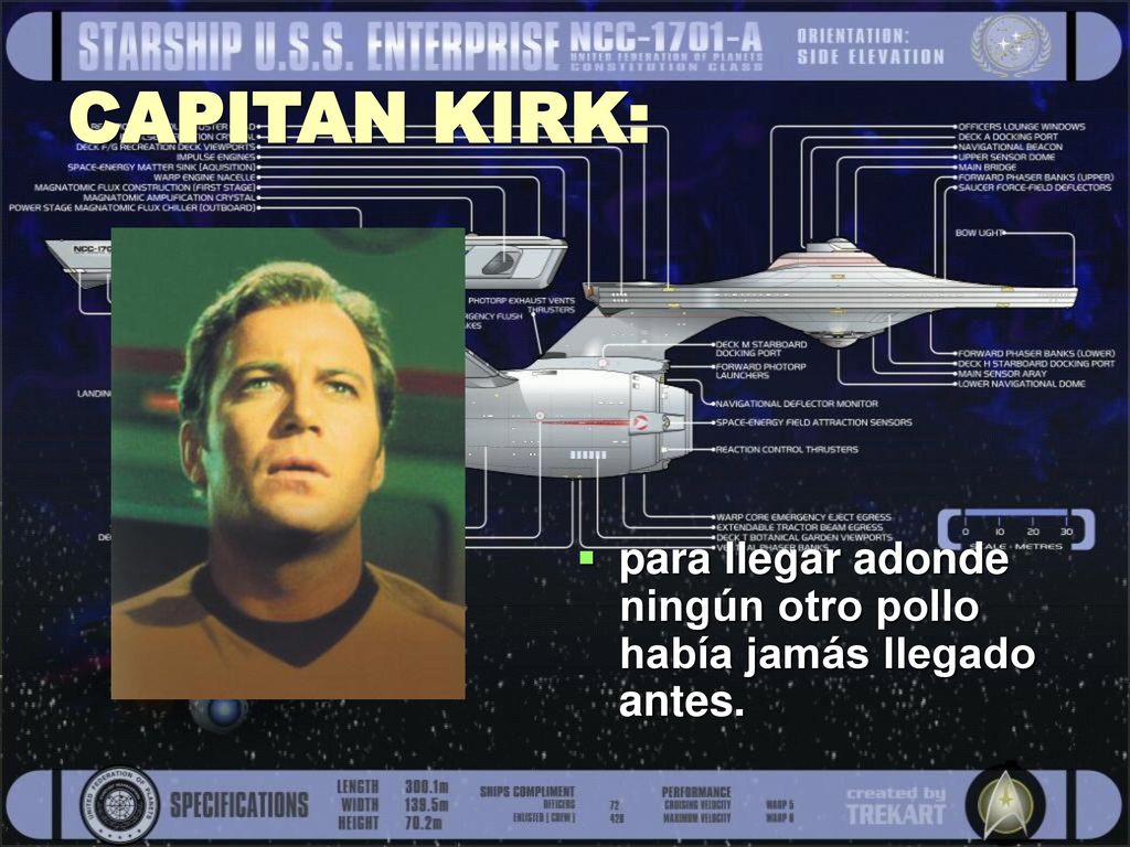 CAPITAN KIRK: para llegar adonde ningún otro pollo había jamás llegado antes.