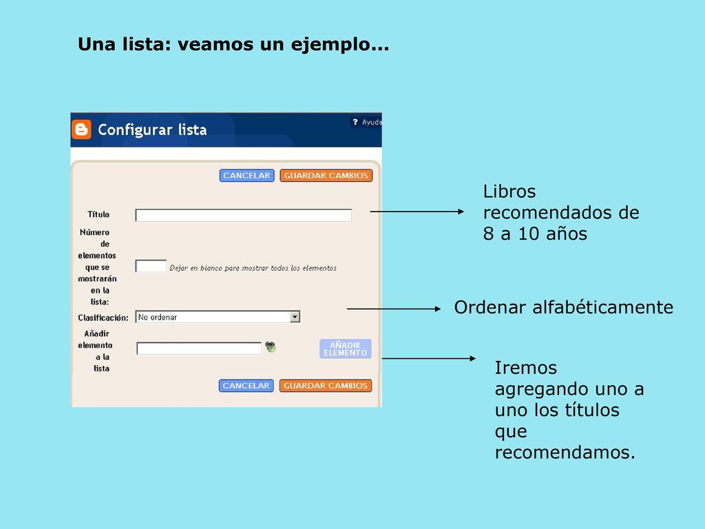 Una lista: veamos un ejemplo...