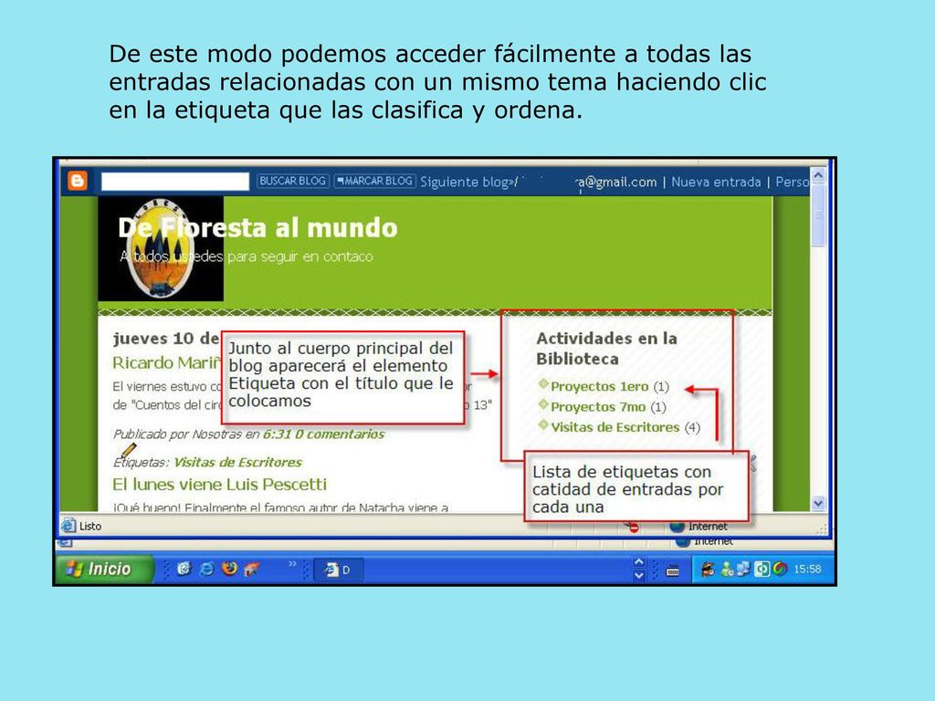 De este modo podemos acceder fácilmente a todas las entradas relacionadas con un mismo tema haciendo clic en la etiqueta que las clasifica y ordena.