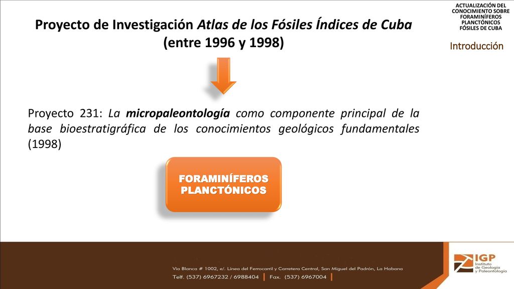 Proyecto de Investigación Atlas de los Fósiles Índices de Cuba
