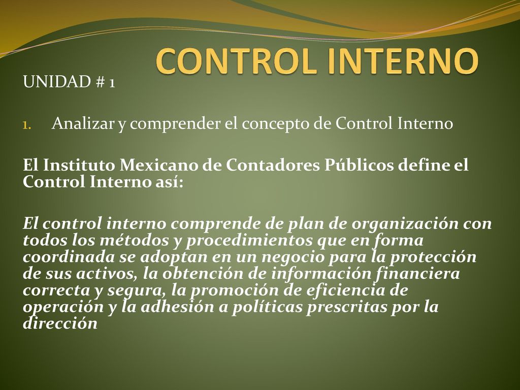 CONTROL INTERNO UNIDAD # 1