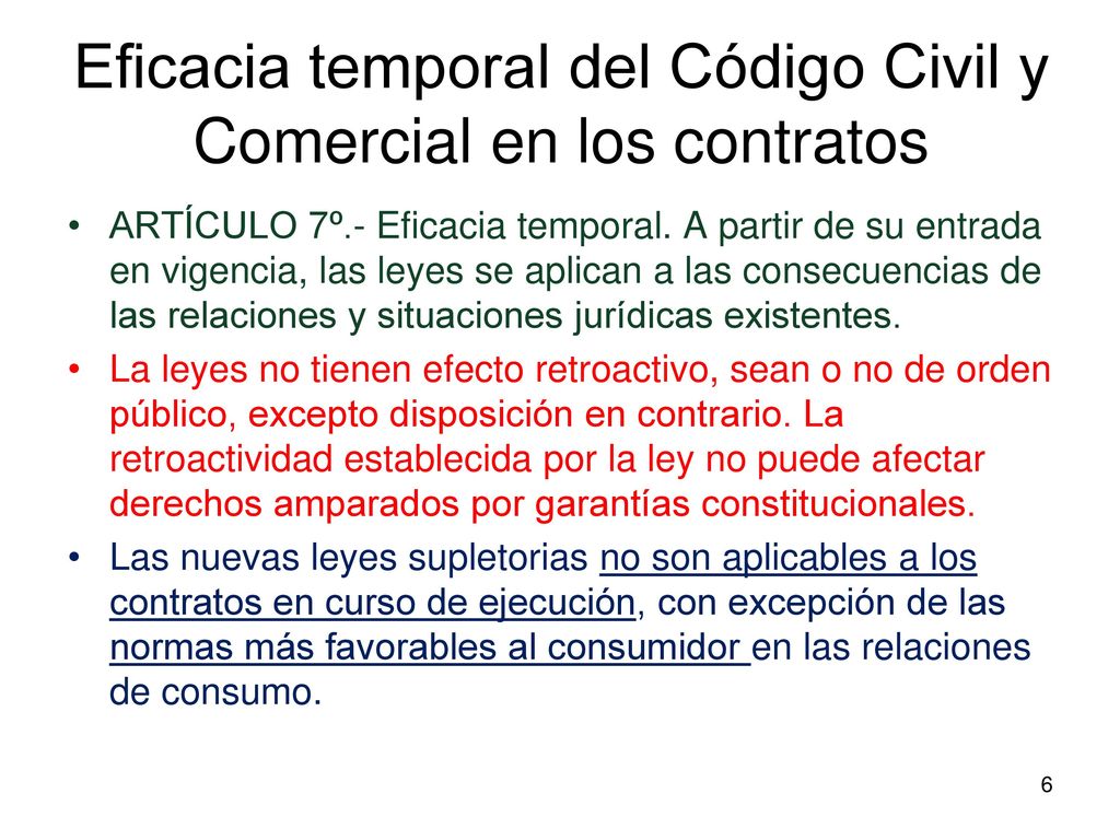 Eficacia temporal del Código Civil y Comercial en los contratos