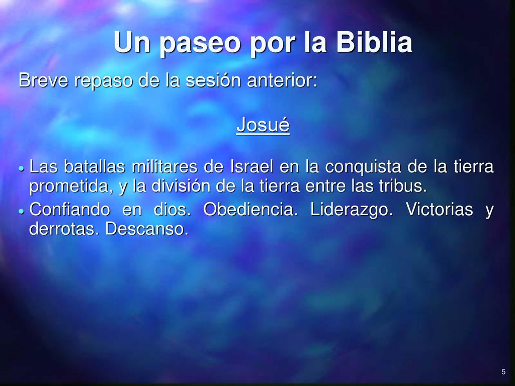 Un paseo por la Biblia Josué Breve repaso de la sesión anterior: