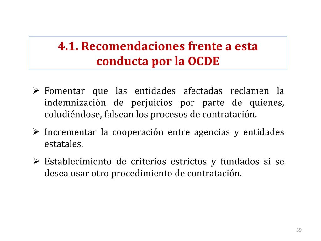 4.1. Recomendaciones frente a esta conducta por la OCDE