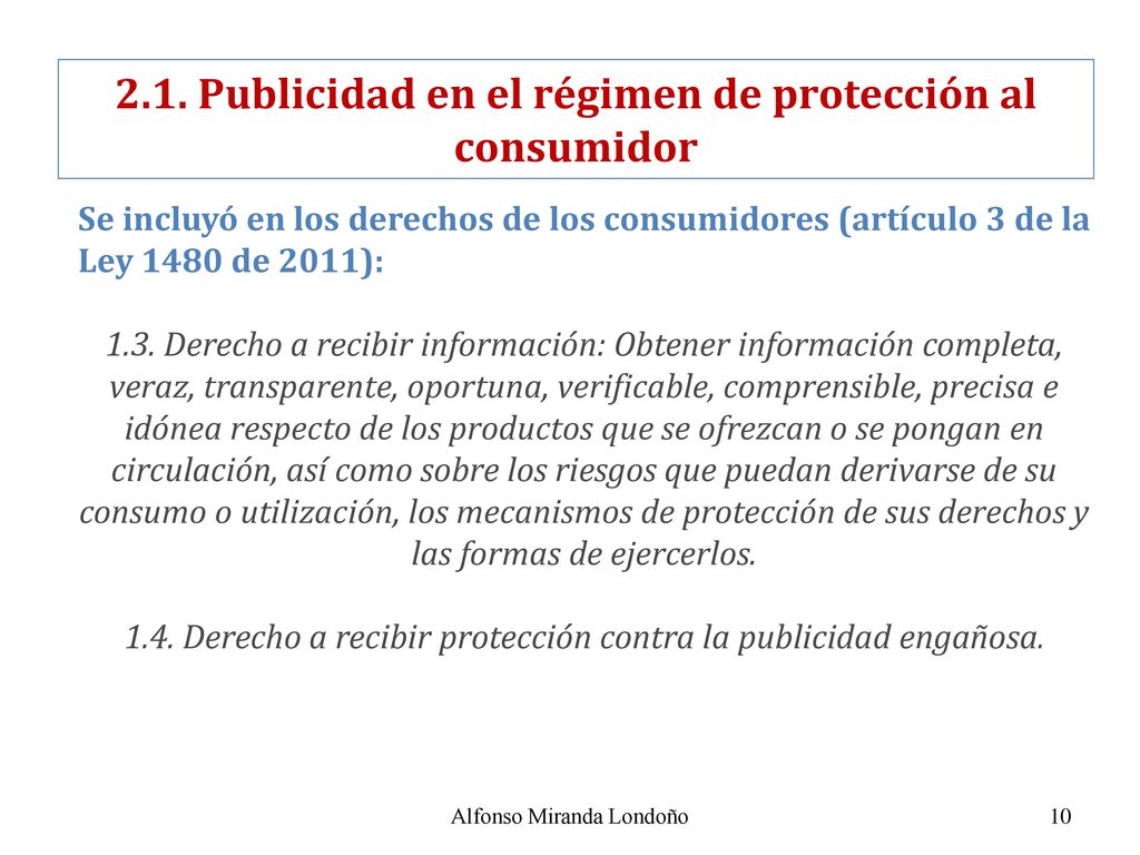2.1. Publicidad en el régimen de protección al consumidor