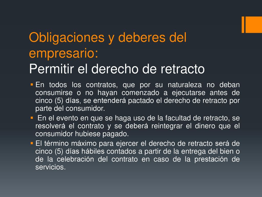 Obligaciones y deberes del empresario: Permitir el derecho de retracto