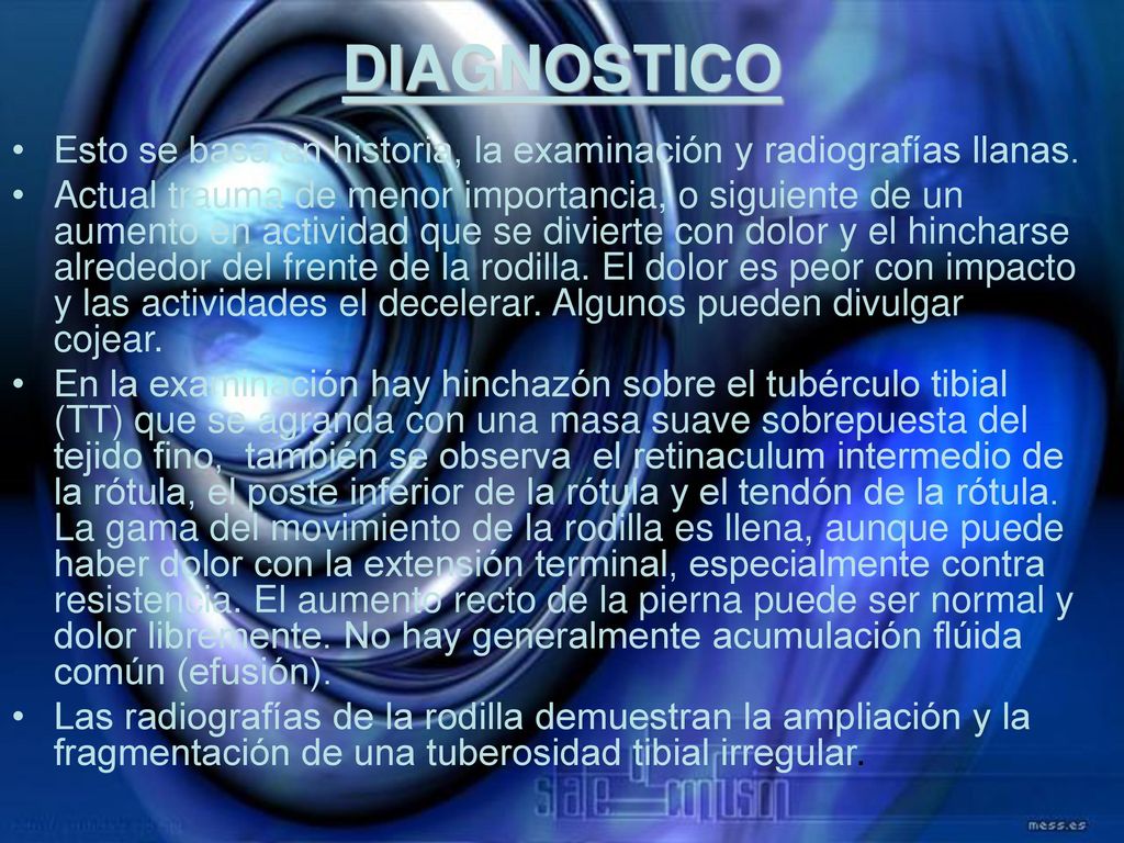 DIAGNOSTICO Esto se basa en historia, la examinación y radiografías llanas.