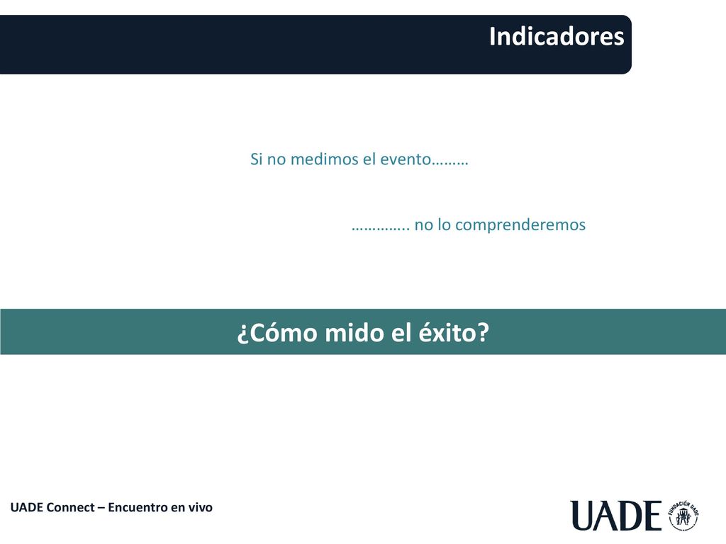 Indicadores ¿Cómo mido el éxito Si no medimos el evento………