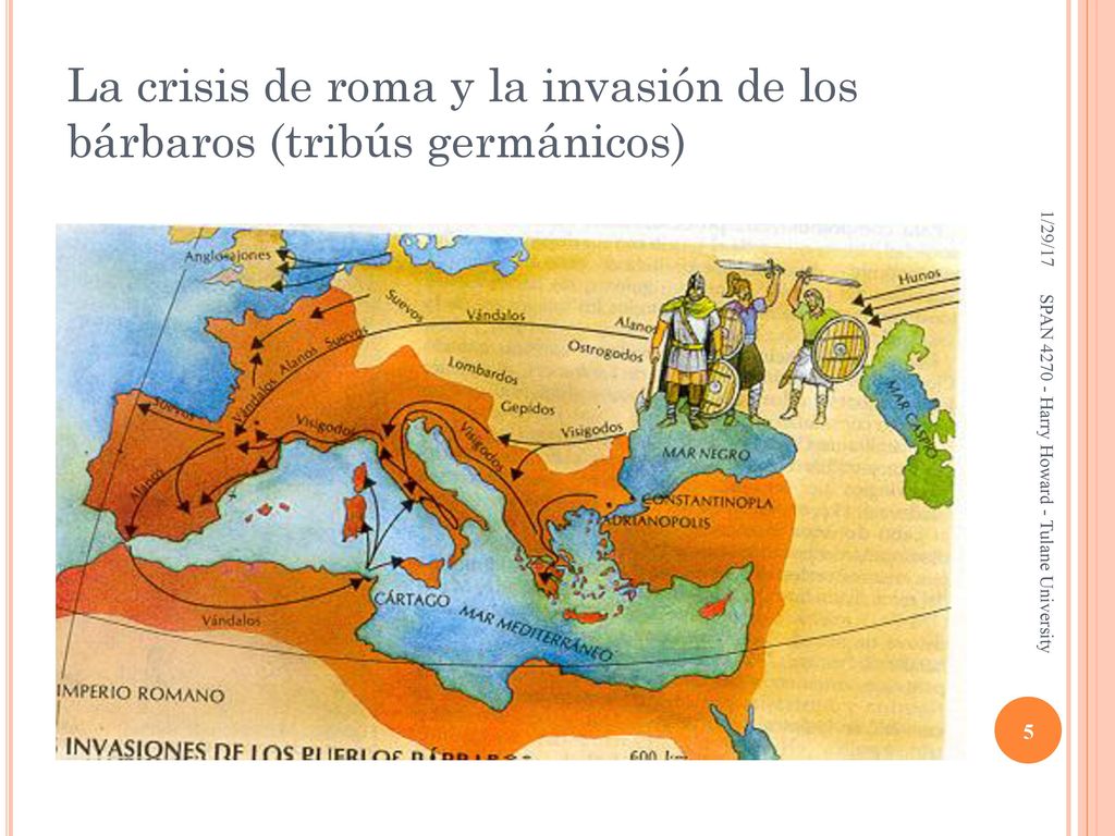 La crisis de roma y la invasión de los bárbaros (tribús germánicos)