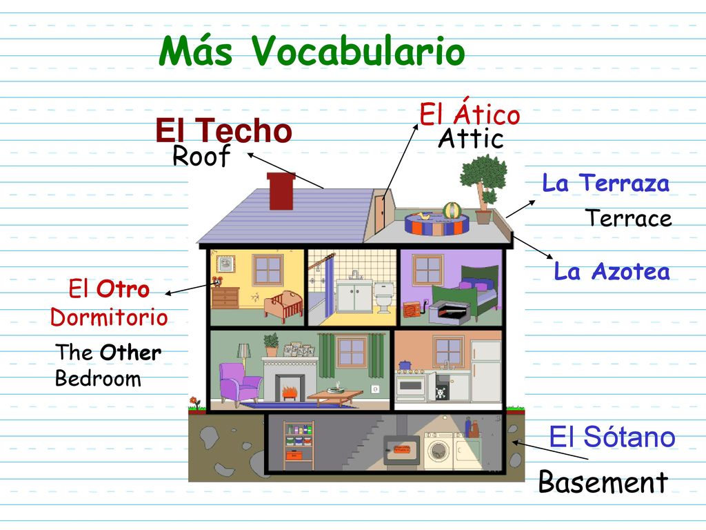 Más Vocabulario El Techo El Sótano Basement El Ático Attic Roof