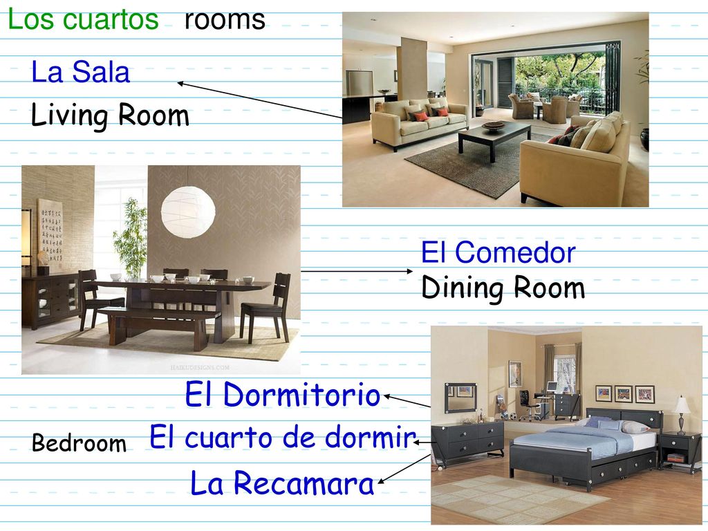 El Dormitorio La Recamara Los cuartos rooms La Sala Living Room