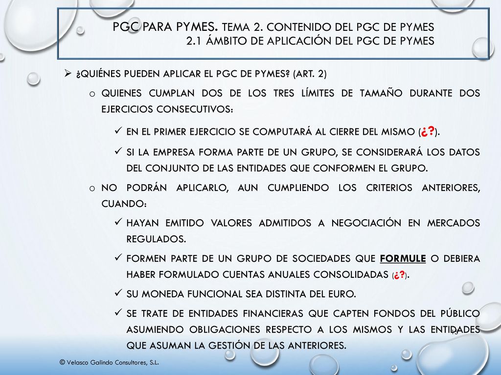 PGC para PYMES. Tema 2. Contenido del PGC de PYMES 2