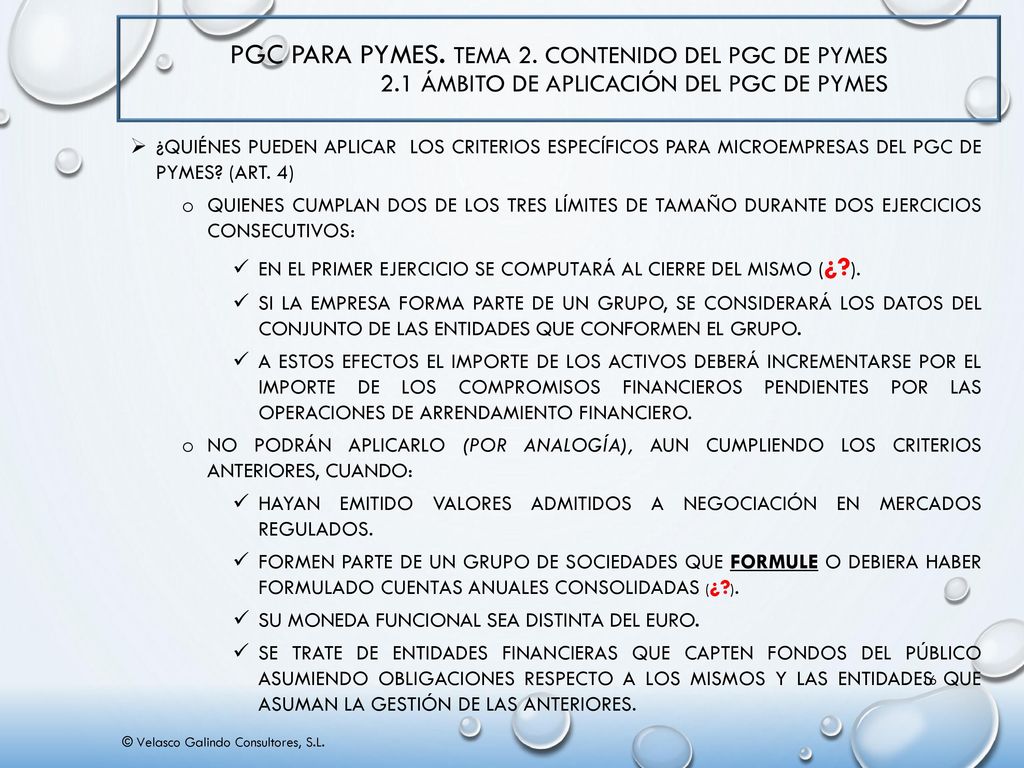 PGC para PYMES. Tema 2. Contenido del PGC de PYMES 2