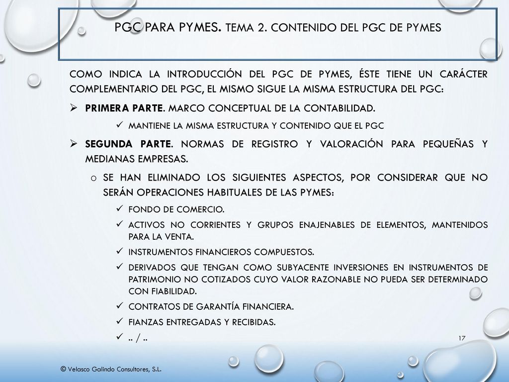 PGC para PYMES. Tema 2. Contenido del PGC de PYMES