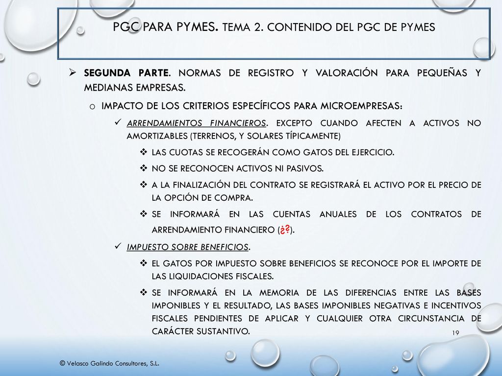 PGC para PYMES. Tema 2. Contenido del PGC de PYMES