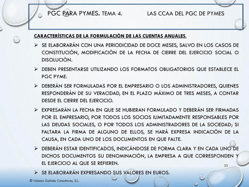 PGC para PYMES. Tema 4. Las CCAA del PGC de PYMES