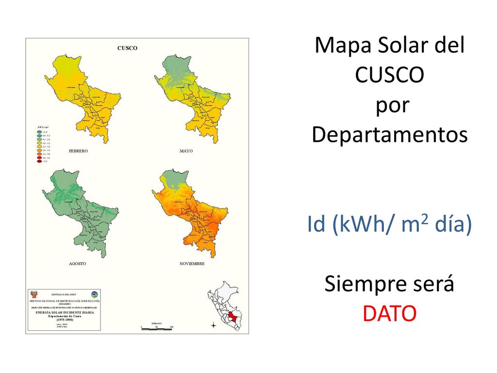 Mapa Solar del CUSCO por Departamentos Id (kWh/ m2 día) Siempre será DATO