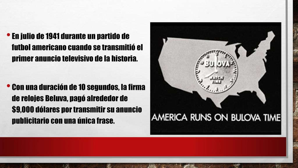 en julio de 1941 durante un partido de futbol americano cuando se transmitió el primer anuncio televisivo de la historia.