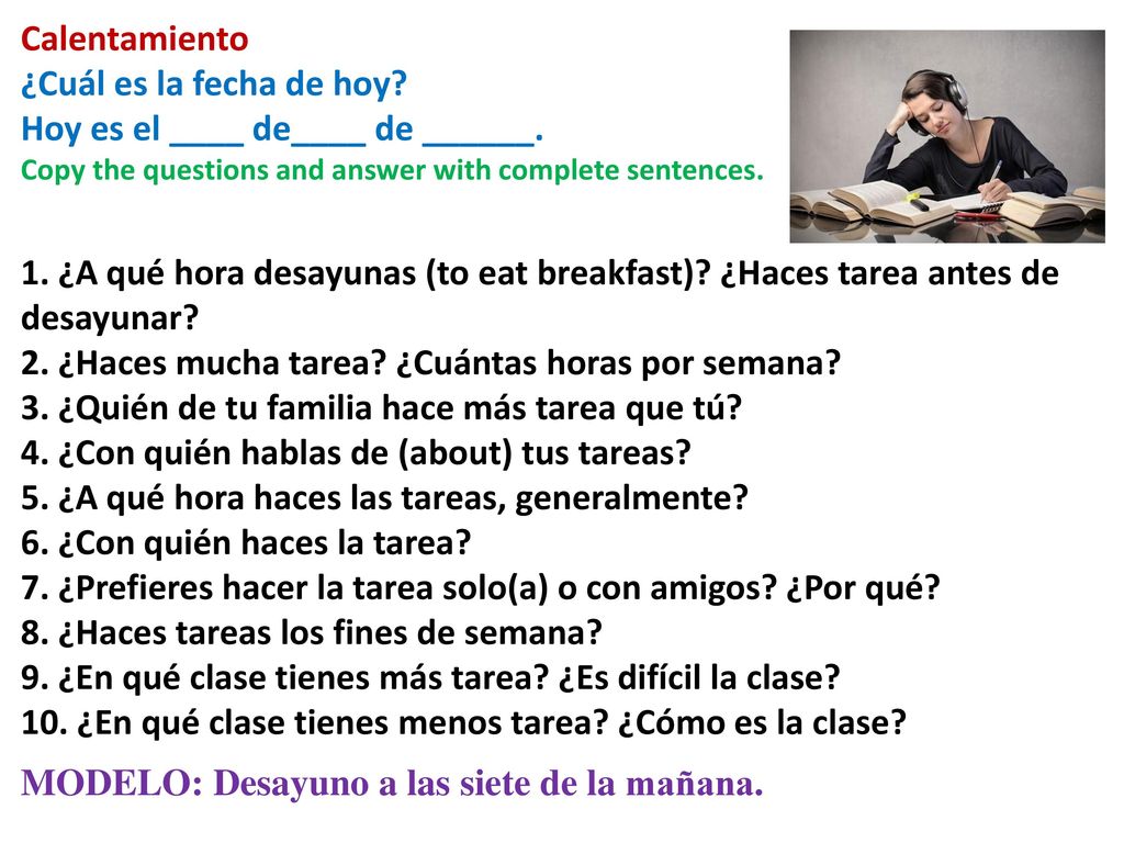 2. ¿Haces mucha tarea ¿Cuántas horas por semana