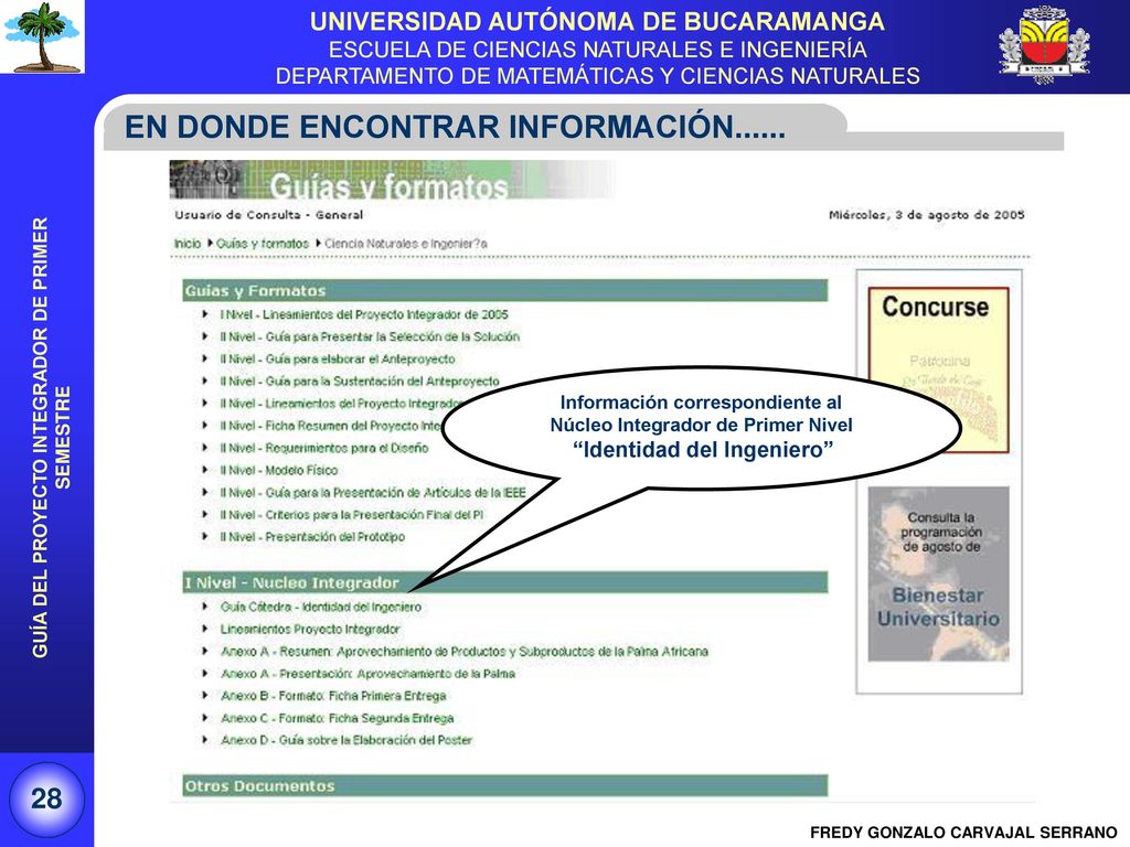 Información correspondiente al Núcleo Integrador de Primer Nivel