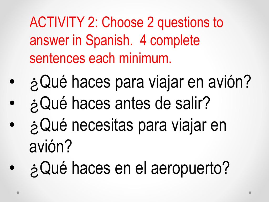 ¿Qué haces para viajar en avión ¿Qué haces antes de salir