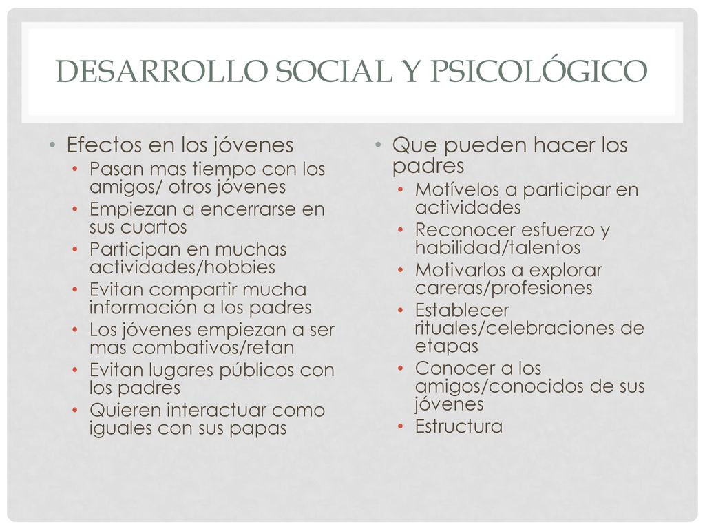 Desarrollo Social Y psicológico