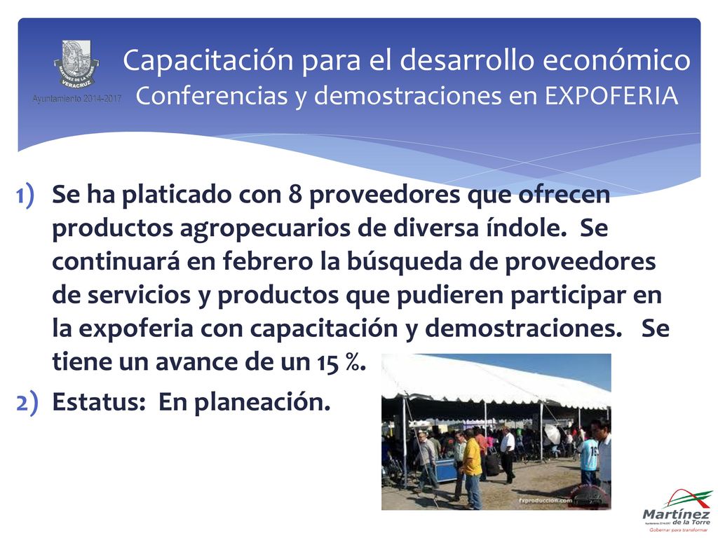 Capacitación para el desarrollo económico Conferencias y demostraciones en EXPOFERIA
