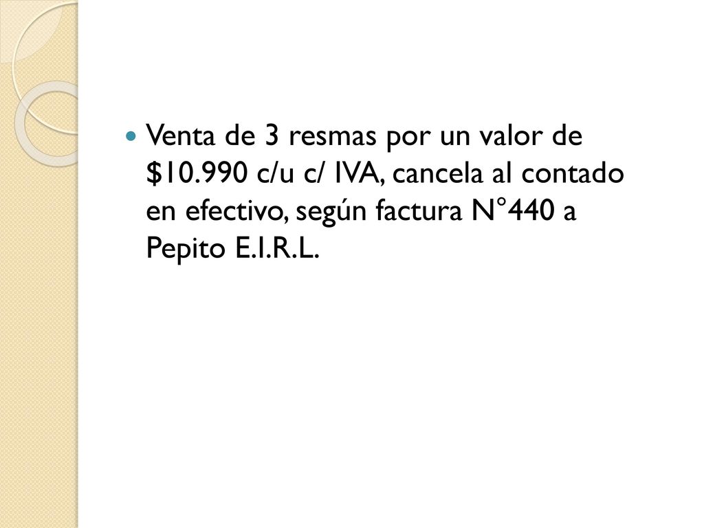 Venta de 3 resmas por un valor de $10