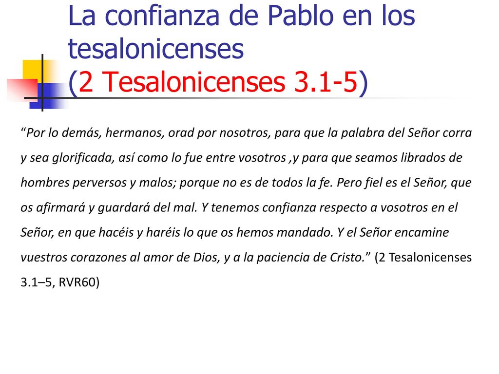La confianza de Pablo en los tesalonicenses (2 Tesalonicenses 3.1-5)