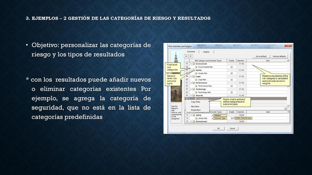 3. Ejemplos – 2 Gestión de las categorías de riesgo y resultados