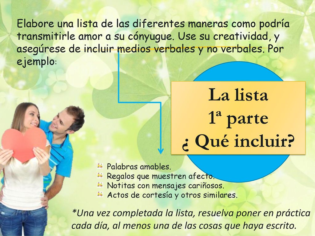 La lista 1ª parte ¿ Qué incluir