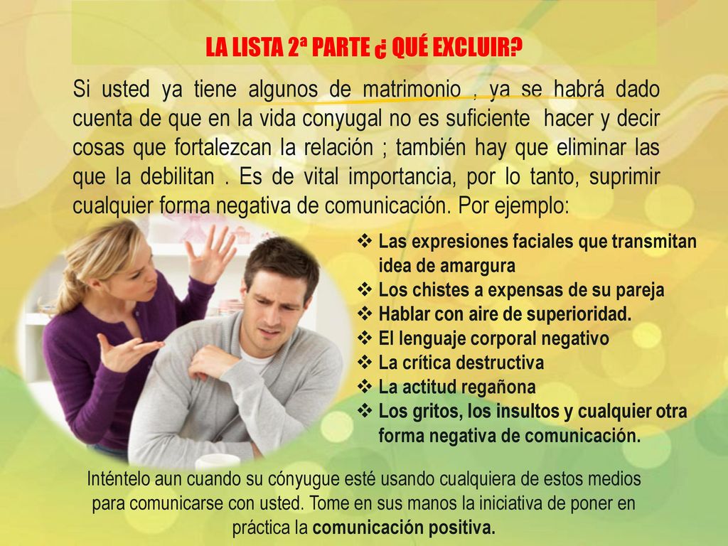 La lista 2ª parte ¿ qué excluir