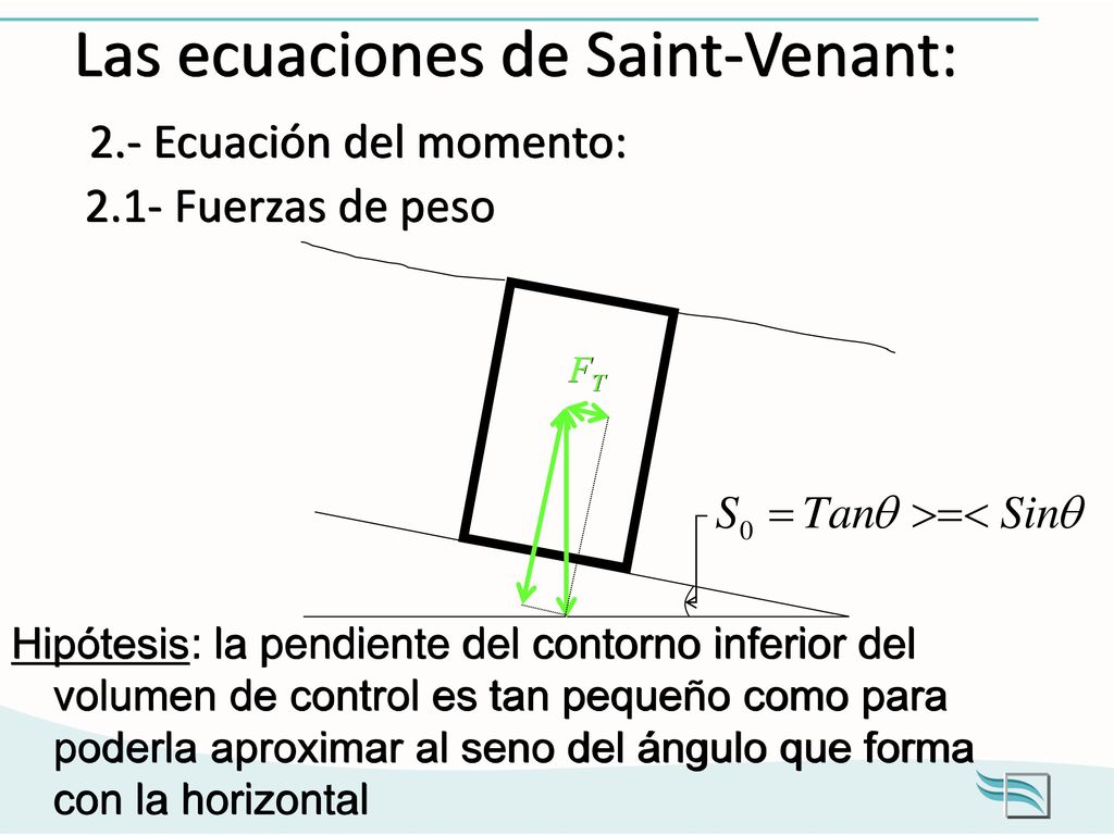 Las ecuaciones de Saint-Venant: 2. - Ecuación del momento: 2