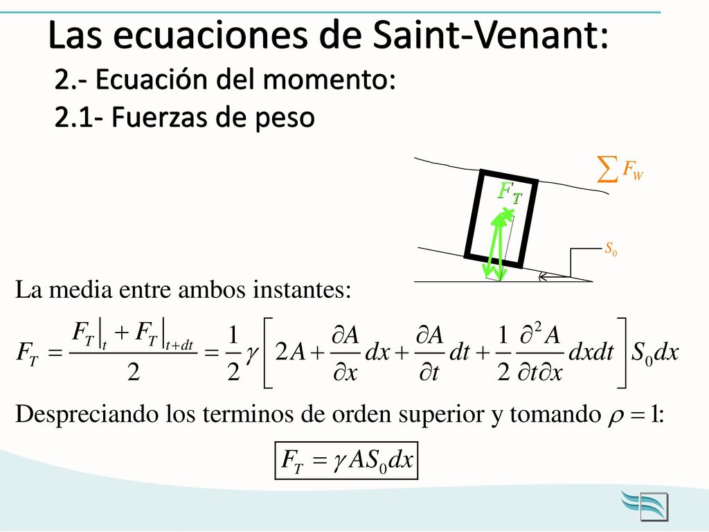 Las ecuaciones de Saint-Venant: 2. - Ecuación del momento: 2