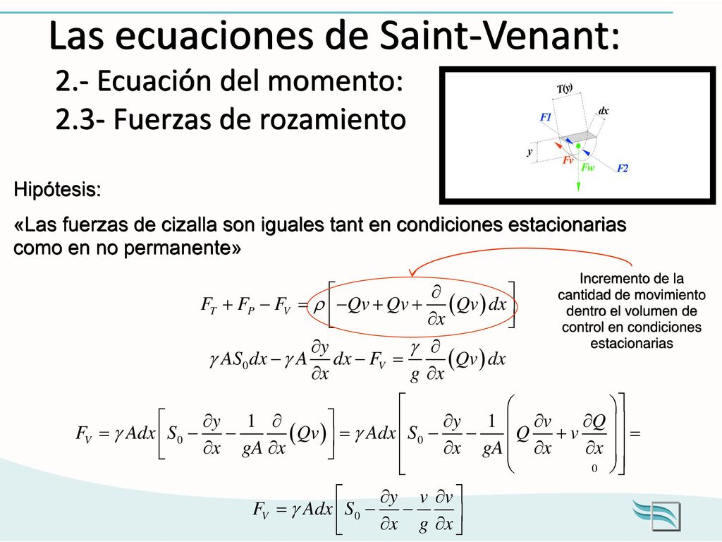 Las ecuaciones de Saint-Venant: 2. - Ecuación del momento: 2