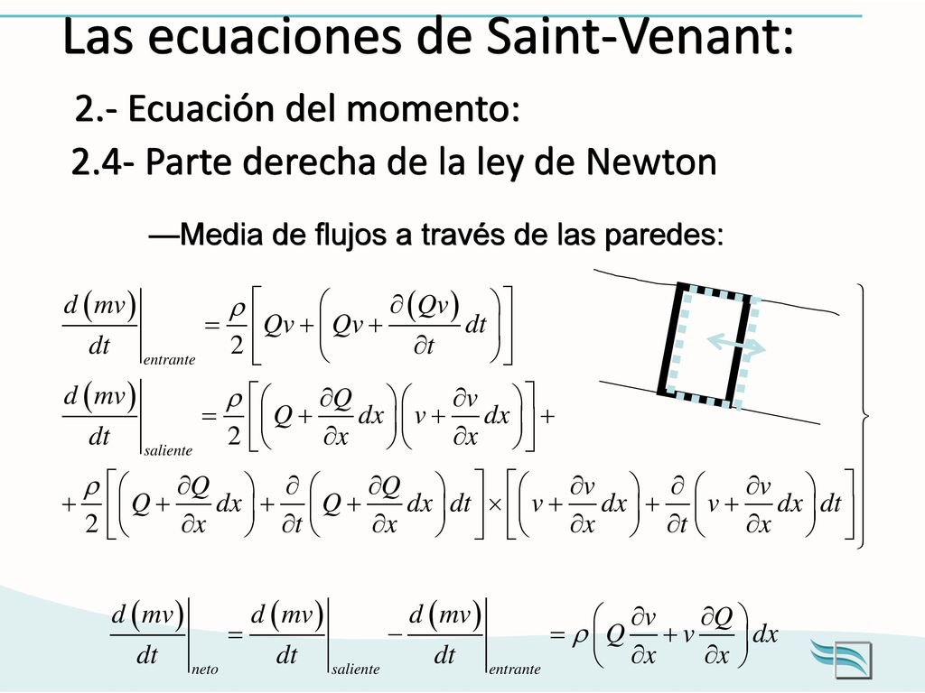 Las ecuaciones de Saint-Venant: 2. - Ecuación del momento: 2