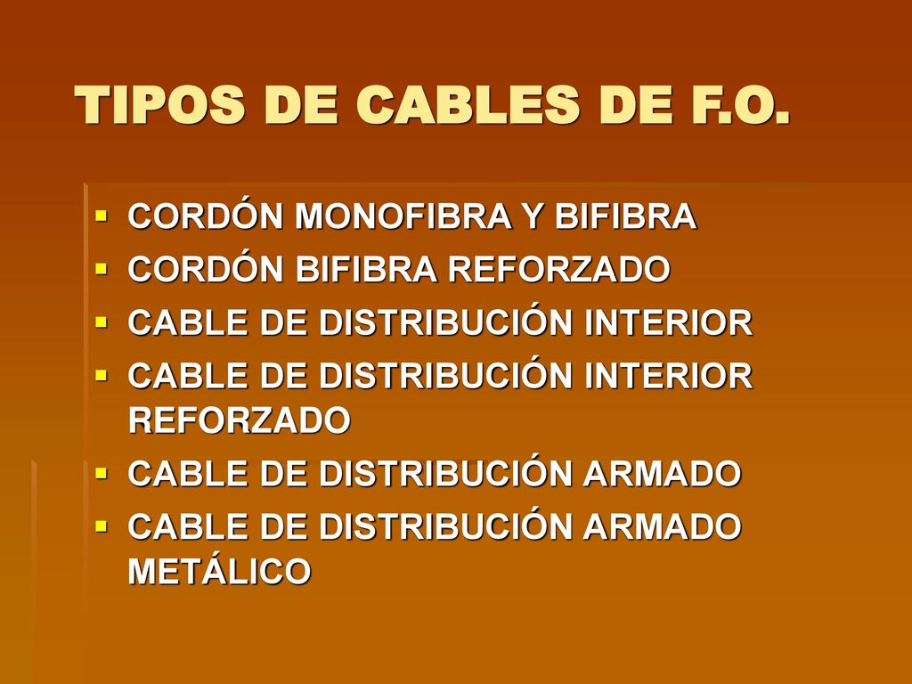 TIPOS DE CABLES DE F.O. CORDÓN MONOFIBRA Y BIFIBRA