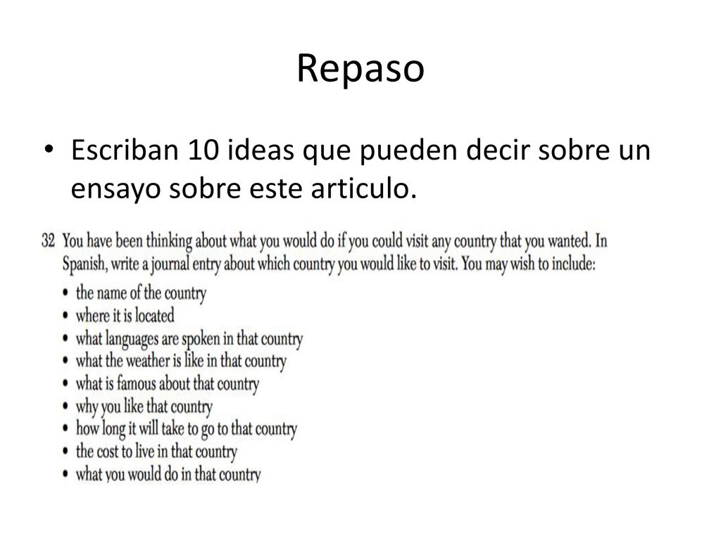 Repaso Escriban 10 ideas que pueden decir sobre un ensayo sobre este articulo.