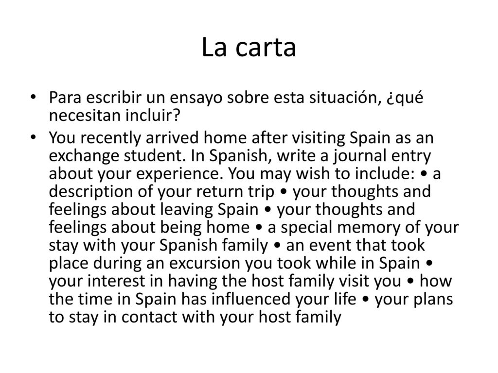 La carta Para escribir un ensayo sobre esta situación, ¿qué necesitan incluir