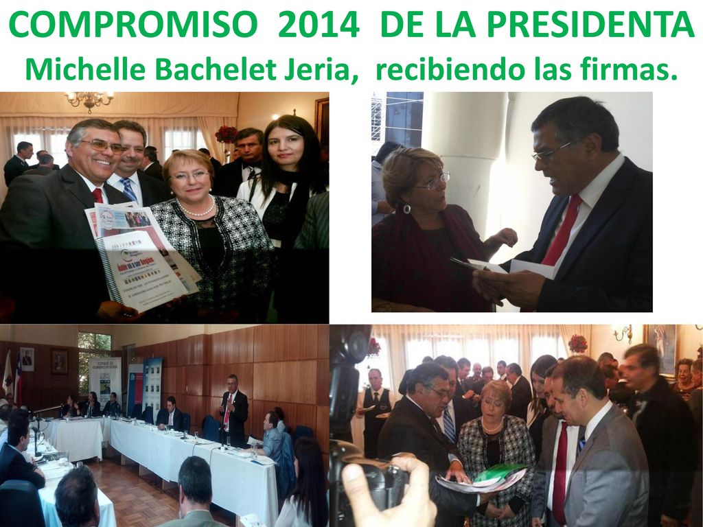 COMPROMISO 2014 DE LA PRESIDENTA Michelle Bachelet Jeria, recibiendo las firmas.