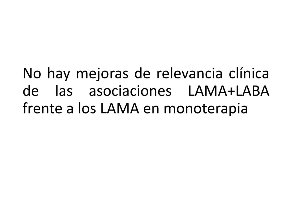 No hay mejoras de relevancia clínica de las asociaciones LAMA+LABA frente a los LAMA en monoterapia