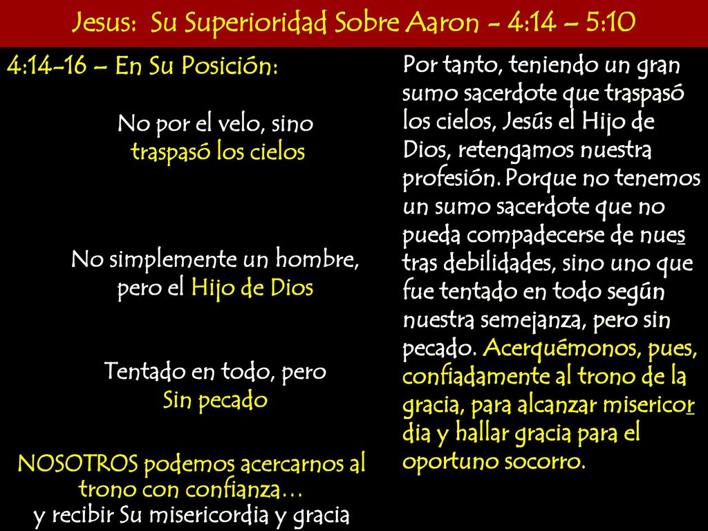 Jesus: Su Superioridad Sobre Aaron - 4:14 – 5:10