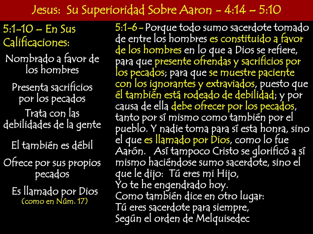 Jesus: Su Superioridad Sobre Aaron - 4:14 – 5:10