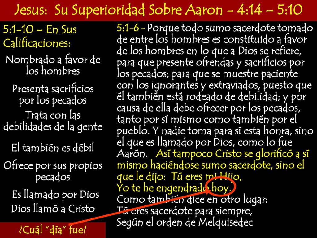Jesus: Su Superioridad Sobre Aaron - 4:14 – 5:10