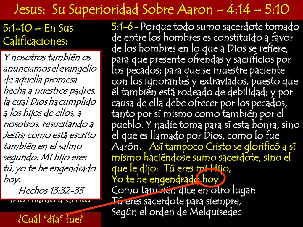 Jesus: Su Superioridad Sobre Aaron - 4:14 – 5:10