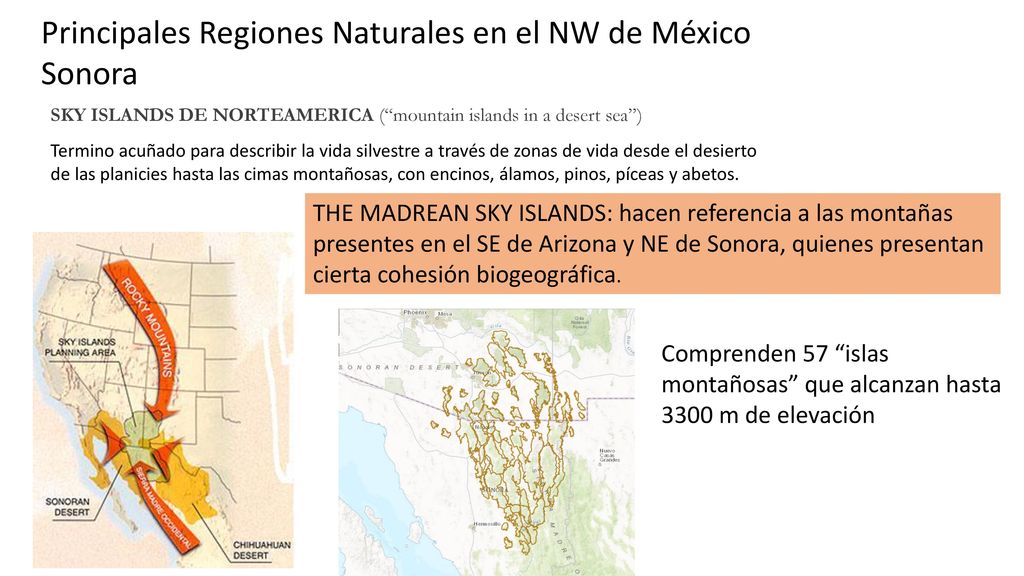 Principales Regiones Naturales en el NW de México Sonora