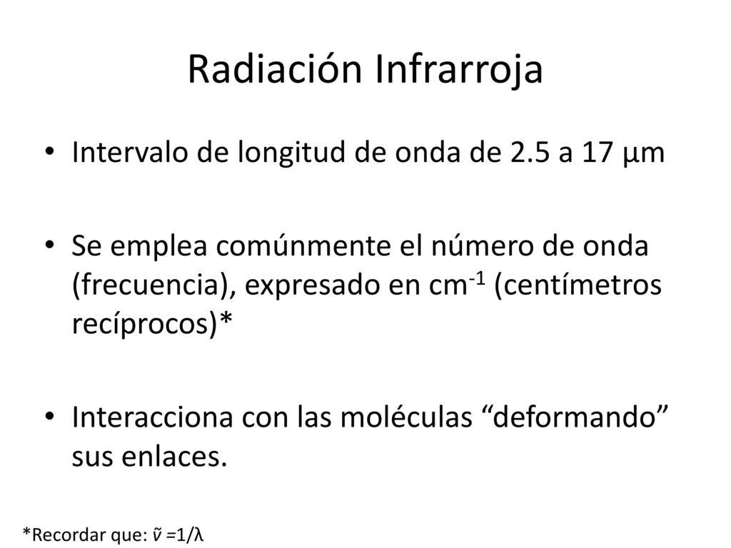Radiación Infrarroja Intervalo de longitud de onda de 2.5 a 17 μm
