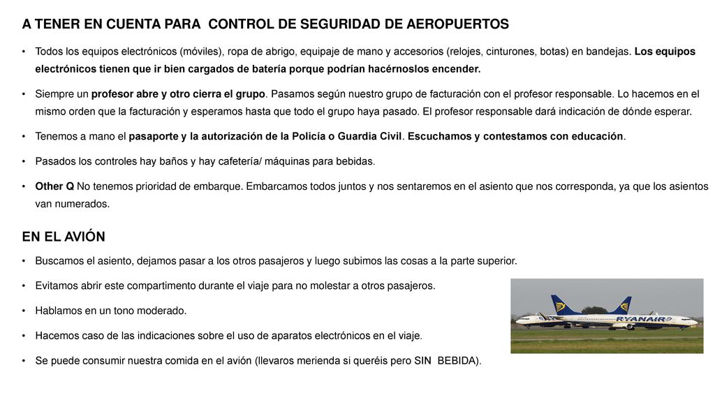 A TENER EN CUENTA PARA CONTROL DE SEGURIDAD DE AEROPUERTOS