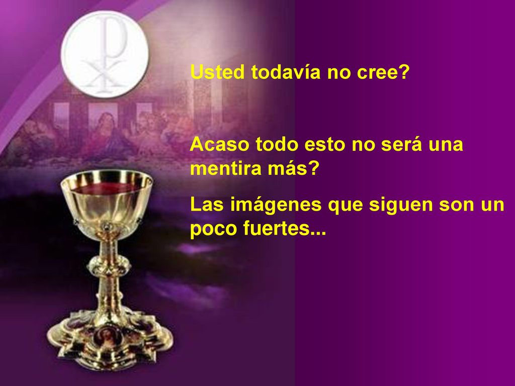Usted todavía no cree. Acaso todo esto no será una mentira más.