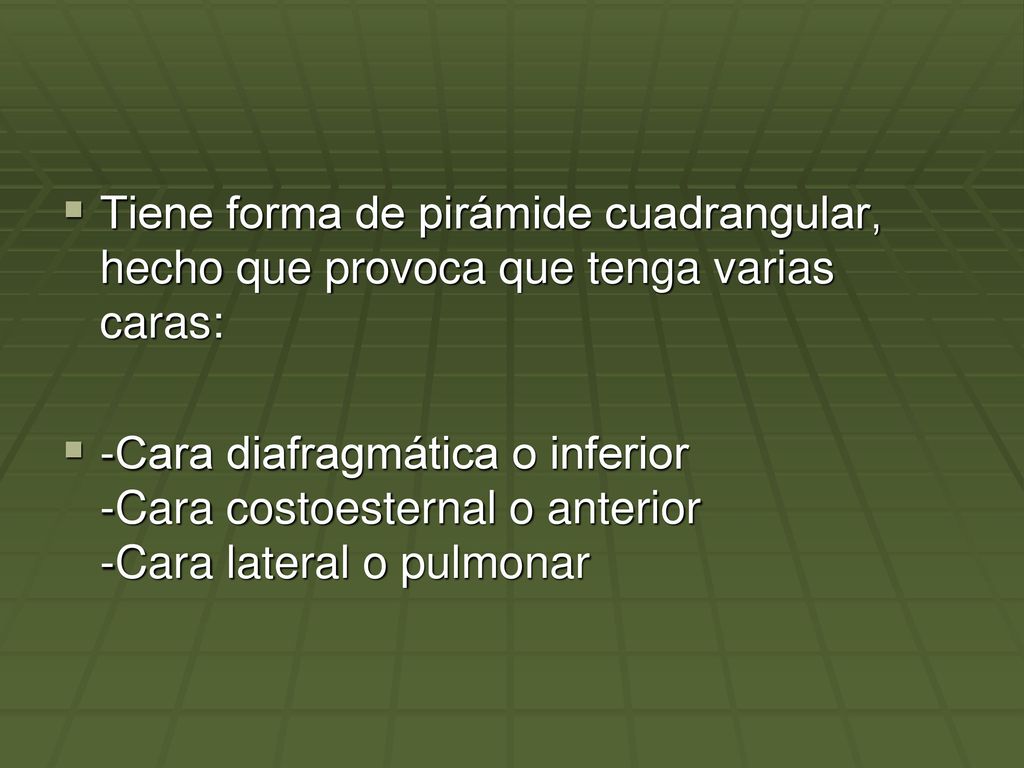 Tiene forma de pirámide cuadrangular, hecho que provoca que tenga varias caras: